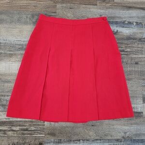 Vintage 100% Vigrin Wool Red Pleated Skirt